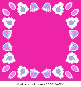 Stylized bells, doodles, leaves, lady bugs, dotted lines, labels pattern. Hand drawn.