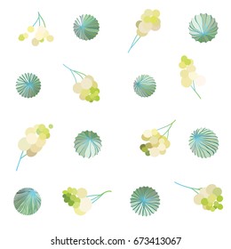 Stylized berries, branches set. Floral composition in retro style. Isolated Vector illustration. For Wedding invitation, easter, birthday, greeting card, cover.