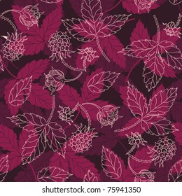 The stylized berry a blackberry with red leaves