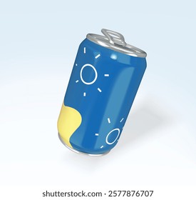 Stylized Beverage Can with Blue and Yellow Design 3d icon