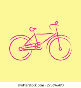 stylized bicycle, drawing with chalk. vector illustration 