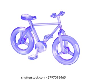 Stylized bicycle icon with a glasslike effect, rendered in shades of blue on a white background. An ideal design for futuristic and modern applications.