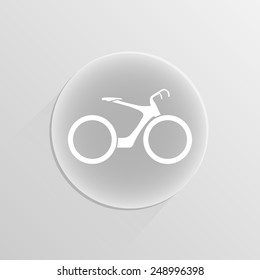 stylized bicycle on a white button with shadow , vector illustration