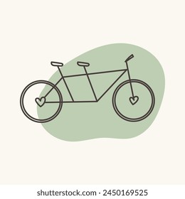 Tándem de bicicleta estilizado. Ideal para el día de San Valentín postal, invitación de boda y más.