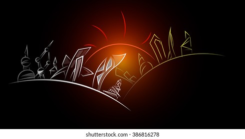 stylized big city