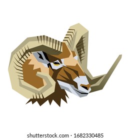 Stylized bighorn sheep on a plain background