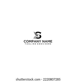 Stylized bird flight logo letter s minimalist black and white design