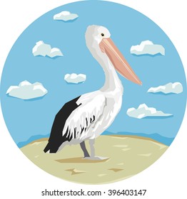 Stylized bird, Graphic illustration bird vector art, Pelican. Vector image