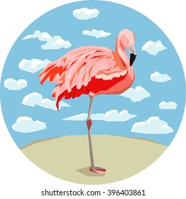 Stylized bird, Graphic illustration bird vector art, flamingo vector illustration.
