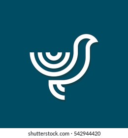 Stylized bird icon.