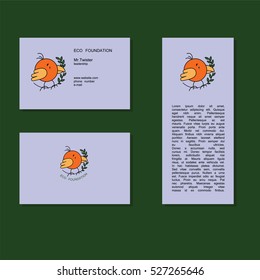 Stylized  bird icon with business card design template. Can be used for eco logo concept