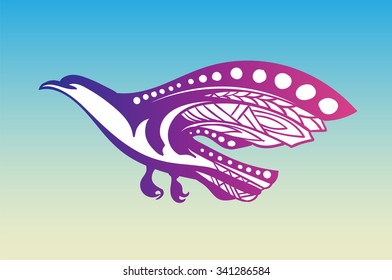 Stylized bird of prey flies