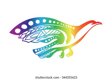 Stylized bird of prey flies