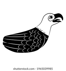 Stylized bird. Seagull or gull. Native American animal art of Tsimshian Indians. Black and white silhouette.