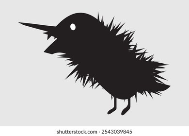 Stylized bird with spiky feathers, pointed beak, and large eyes. A playful, unique design perfect for nature, children’s themes, or quirky branding.