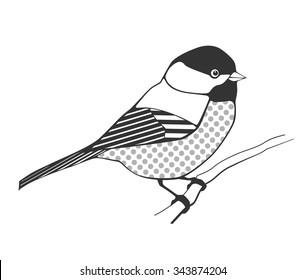 Stylized bird tomtit. Vector illustration.