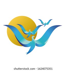 Stylized bird travel vector logo illustration