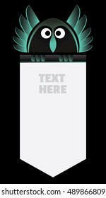 Stylized bird.Advertising template.Excellent stylish solution for the cover of a cafe or restaurant menu.
Greeting card. Owl holds in paws the poster.