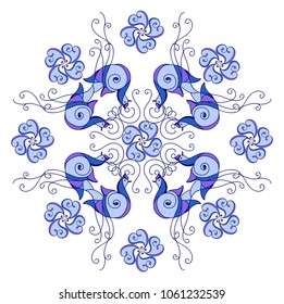 Stylized birds and flowers 