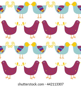 Stylized birds. Seamless pattern. Vector.