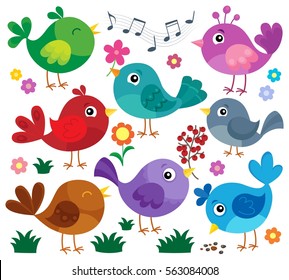 Stylized birds theme set 1 - eps10 vector illustration.