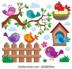 Stylized birds theme set 2 - eps10 vector illustration.