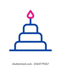Stylized birthday cake icon. Concept of celebration, anniversary, and party.