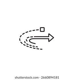 A stylized black arrow and a dashed line forming a path, suggesting movement, direction, and progress towards a goal or objective. This graphic represents a journey.
