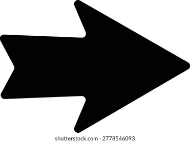 Stylized black arrow graphic pointing to the right isolated on a white background