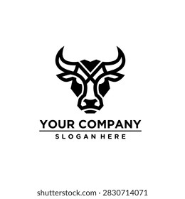 Stylized black bull head logo with geometric patterns for corporate branding and identity design