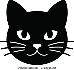 A stylized black cat head icon with prominent whiskers and large, expressive eyes.