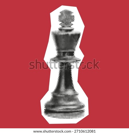 Stylized black chess king on red background with halftone texture and bold white outline, pop-art inspired.