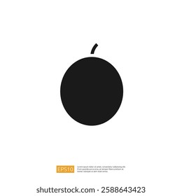 Stylized Black Circle Icon Representing A Fruit On A Minimalist White Background and Design Elements Like Colors, Shapes, and Styles. An Example Of A Graphic Design Concept