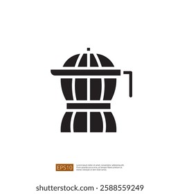 Stylized black coffee pot icon perfect for illustrating caffeine-related themes in modern kitchen design and cozy cafe settings