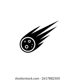 Stylized Black Comet Vector Illustration With Trail And Circular Body Design