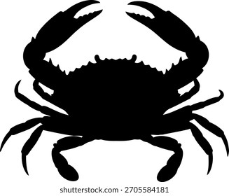 Stylized black crab silhouette vector illustration marine seafood