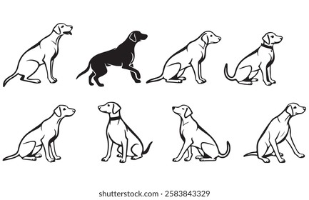 "Stylized Black Dog Illustrations for Creative Projects"
