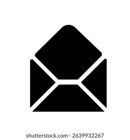Stylized Black Envelope Icon for Messaging and Communication in Various Digital Platforms