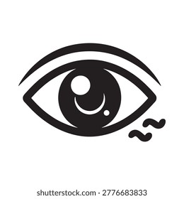 A stylized black eye with a reflection and sleepy visual cues