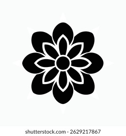 Stylized Black Flower Icon - Modern Botanical Vector, Elegant Floral Symbol