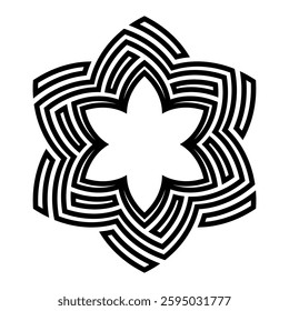 Stylized black flower isolated on white background. Decorative design element. Stencil decal tattoo design. Vector art. Flat design vector illustration.