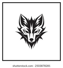 A stylized black fox head geometric shape line art logo vector. This logo is perfect for use vinyl decal sticker.