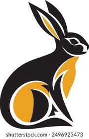 Un logotipo de conejo estilizado en negro y oro, perfecto para una marca que busca una Imagen única y memorable