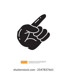 A stylized black hand with a raised index finger, often used to indicate "number one" or to emphasize a point.