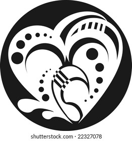 Stylized black heart. Element for design
