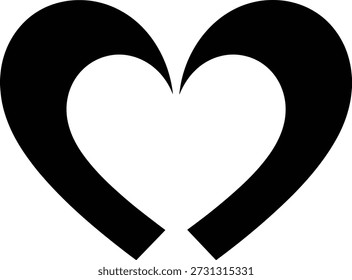 A stylized black heart shape with two curved lines forming the heart