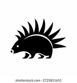 Stylized Black Hedgehog Icon Simple Minimalist Animal Graphic Design