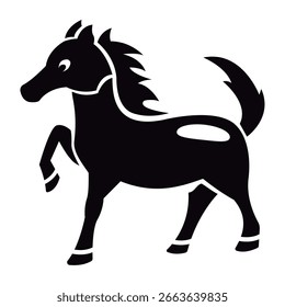 Icono de caballo negro estilizado. Ilustración vectorial