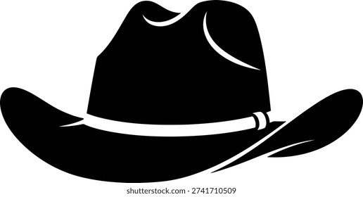 Stylized black icon of a cowboy hat, evoking themes of the Wild West, rodeo, and country culture.