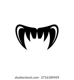 Ilustración negra estilizada de colmillos afilados que se asemejan a una boca de monstruo o vampiro